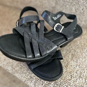 Born Black Leather Sandals